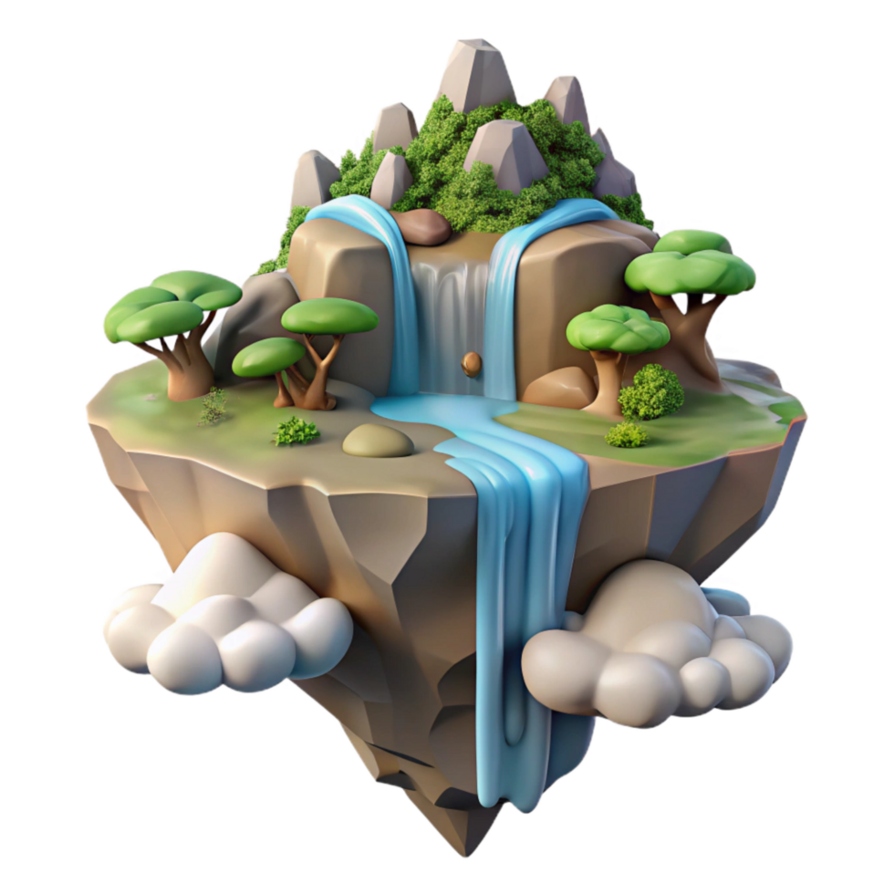 magnificent traditional Island in the Sky with Waterfall Cutout professional png