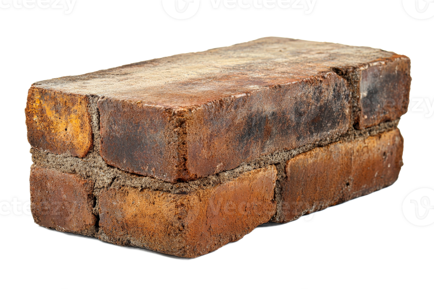Old brick on white, ready to use png