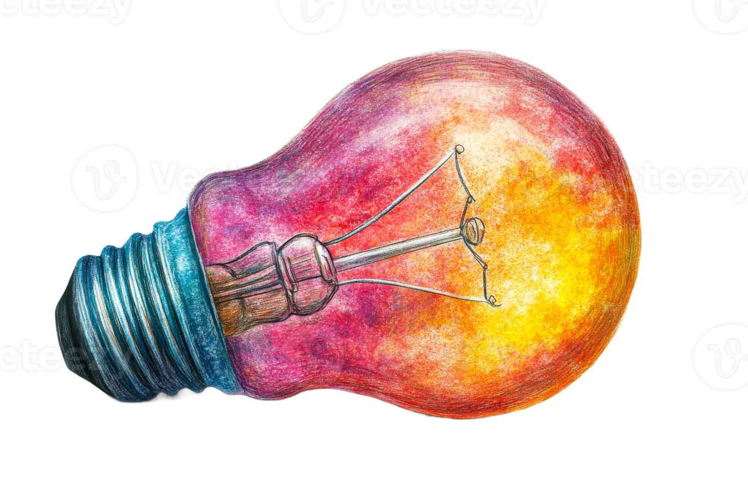 Colorful light bulb design with artistic elements png