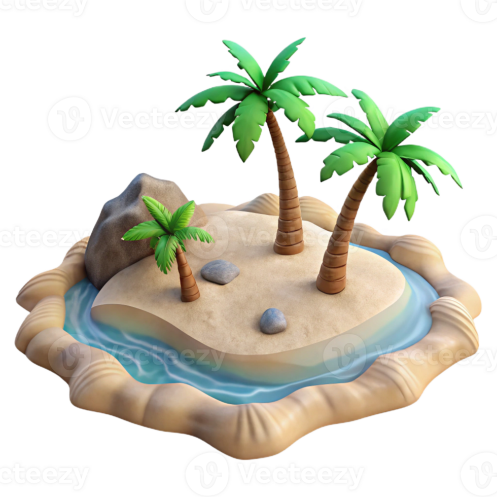 elegant traditional Island with Sandy Beach and Clear Water Cutout Element original png