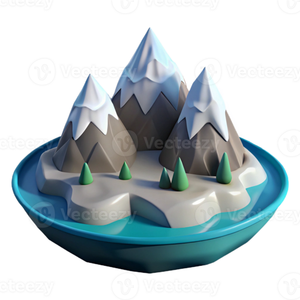 extraordinary minimalist Island with Snowy Peaks and Glaciers Cutout professional png