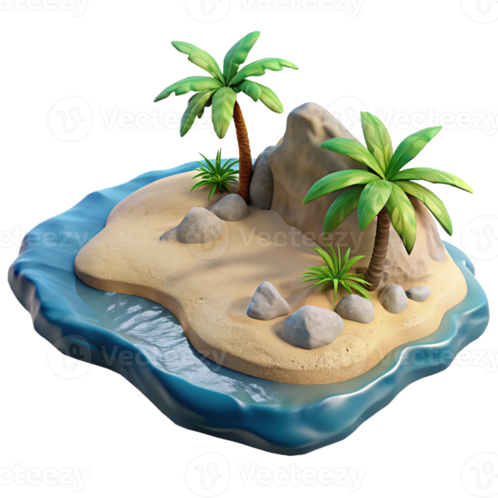 impressive vintage Island with Sandy Beach and Clear Water Cutout Element exclusive png