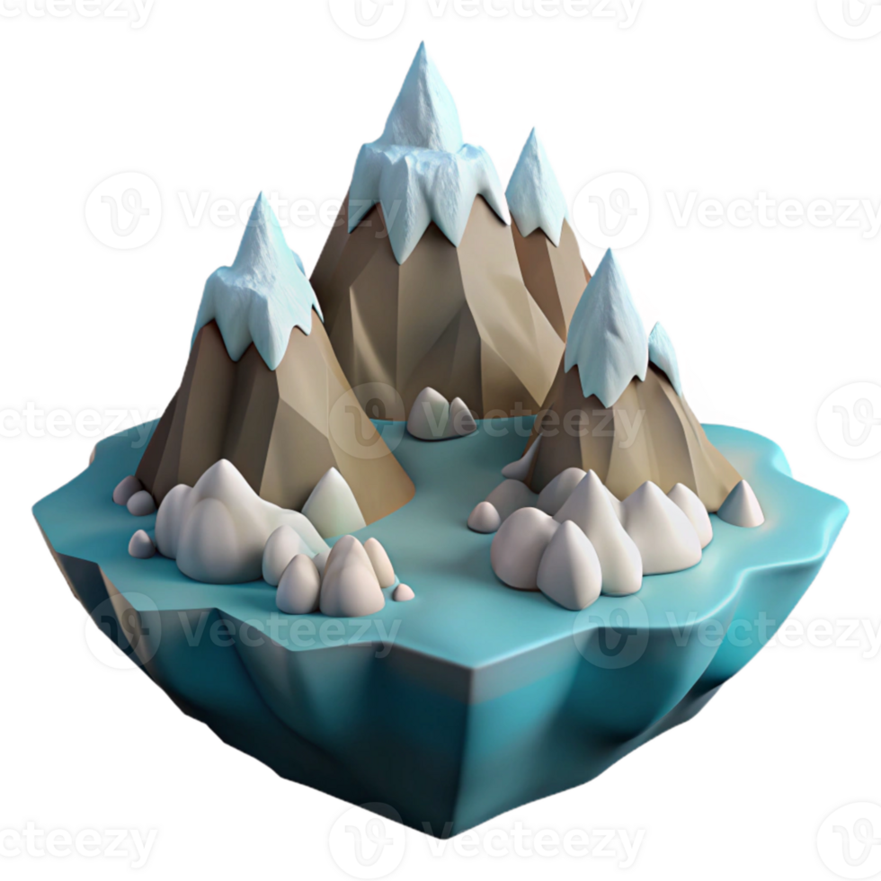 serene minimalist Island with Snowy Peaks and Glaciers Cutout authentic png