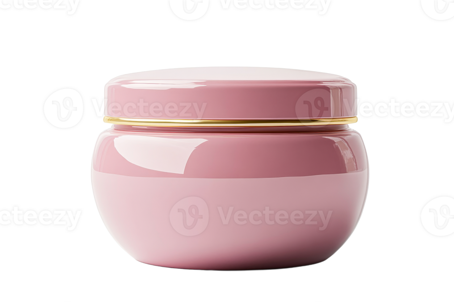 Elegant pink jar with a golden lid for storage png