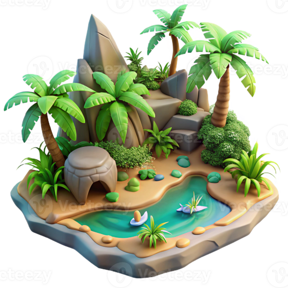 extraordinary modern Island with Tropical Jungle and Wildlife Cutout exclusive png
