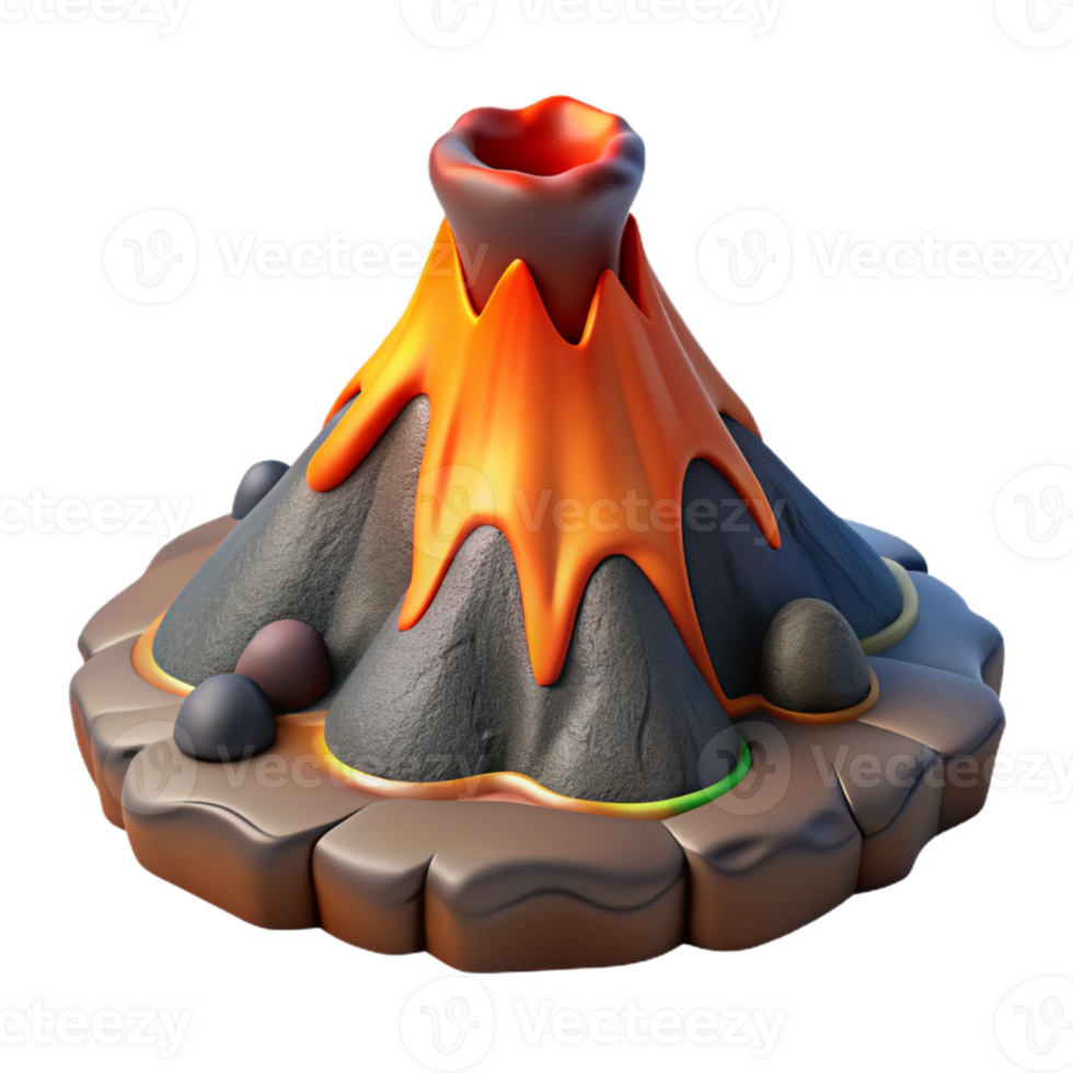 extraordinary modern Island with Volcano and Lava Flow Cutout png