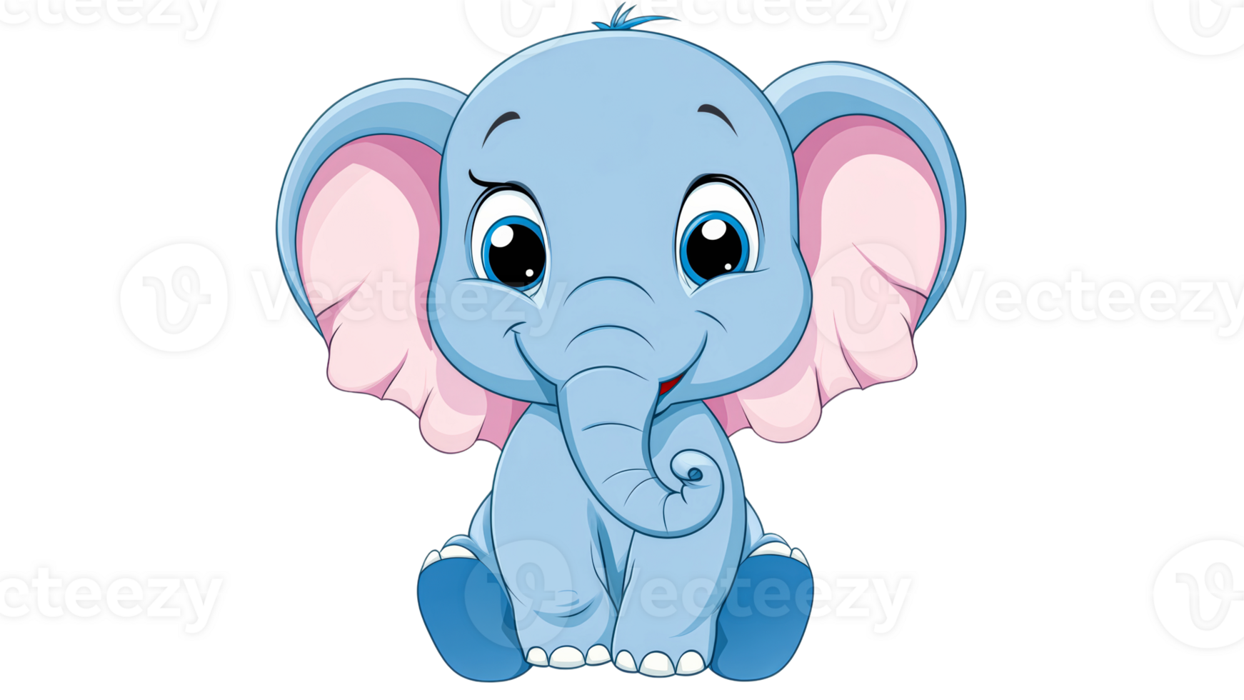 Happy cartoon elephant in bright colors png