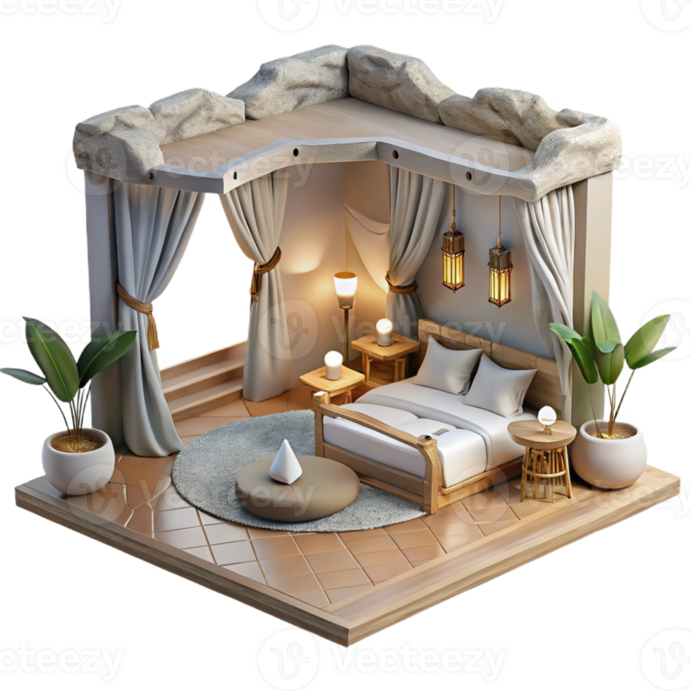 dramatic artistic Isolated Honeymoon Suite Interior exclusive png