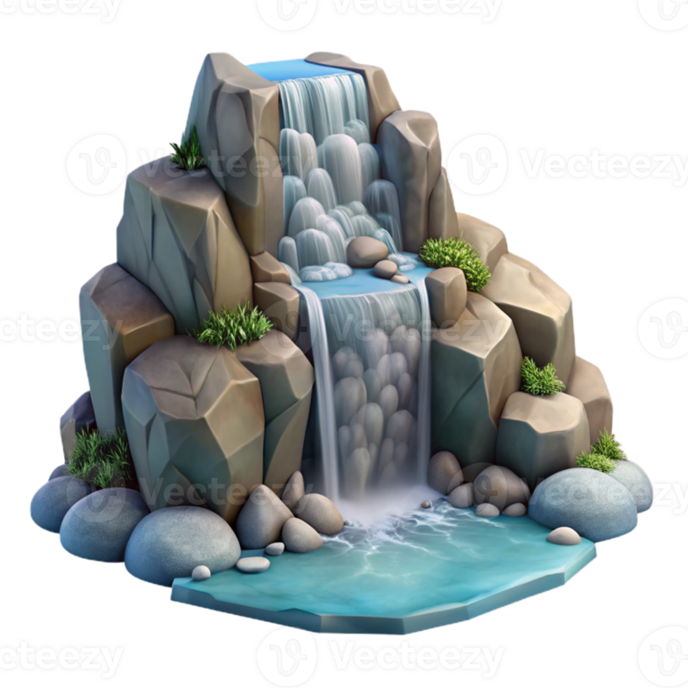 serene classic Isolated Waterfall Cascading Down Rocks authentic png