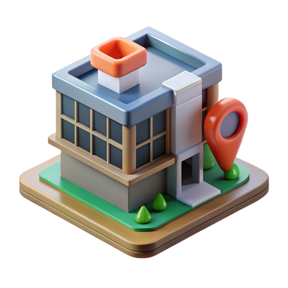 beautiful creative Isometric Building with Ar Information Display Cutout png