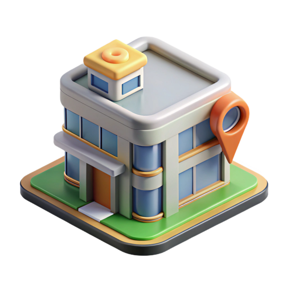extraordinary abstract Isometric Building with Ar Information Display Cutout authentic png