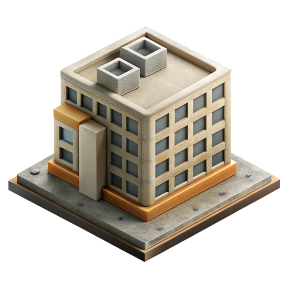 elegant minimalist Isometric City Block Isolated Element genuine png