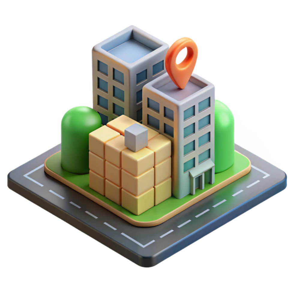 beautiful abstract Isometric City Block with Ar Overlay Isolated Element authentic png