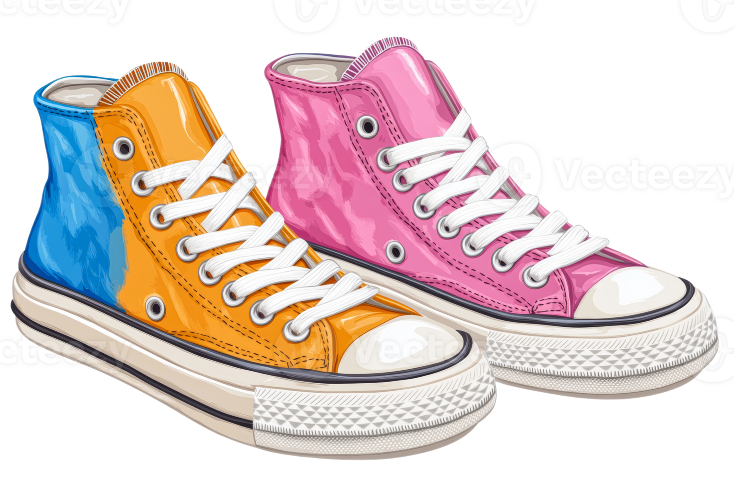 Unique colorful high top sneakers png