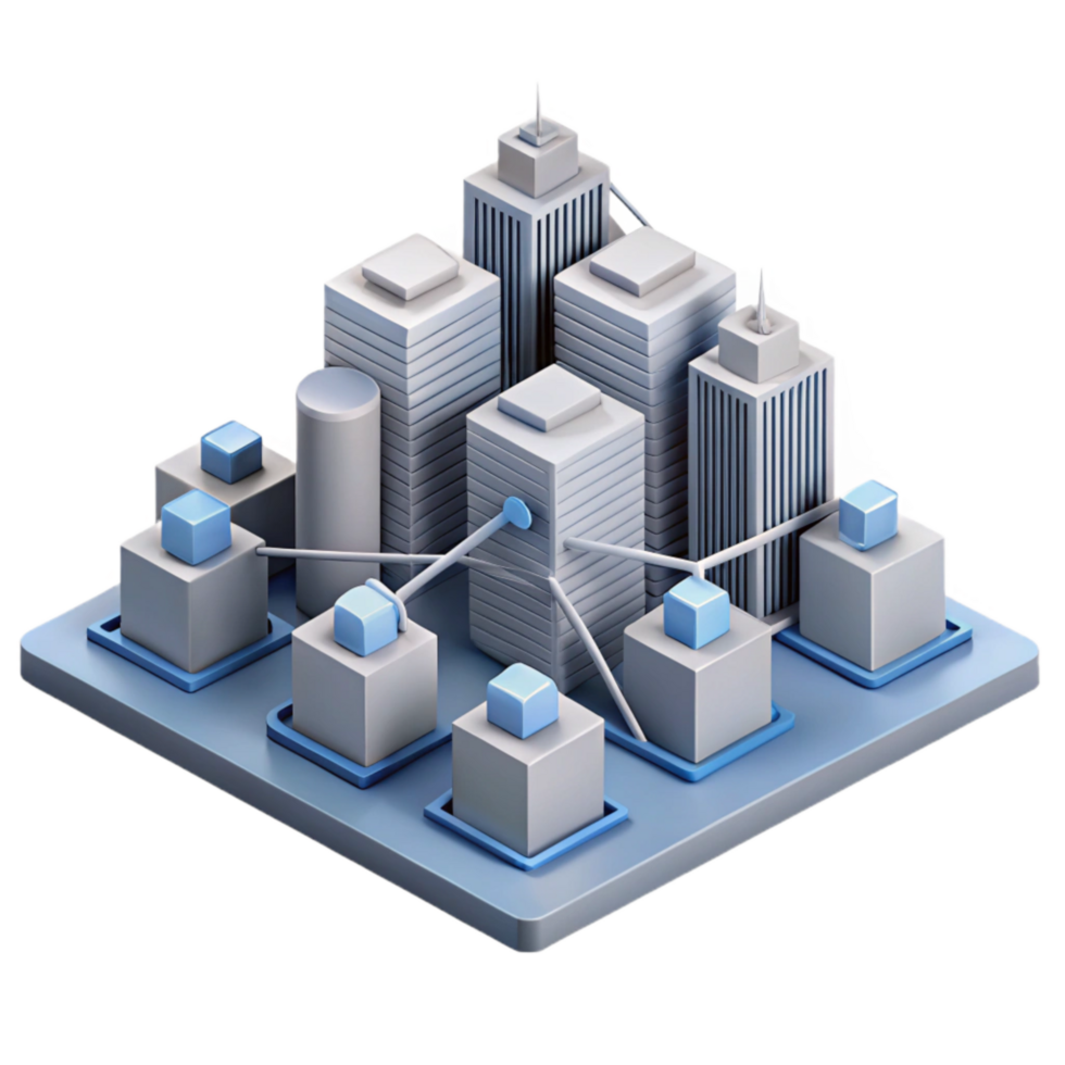 beautiful creative Isometric Cityscape Network Isolated on White exclusive png