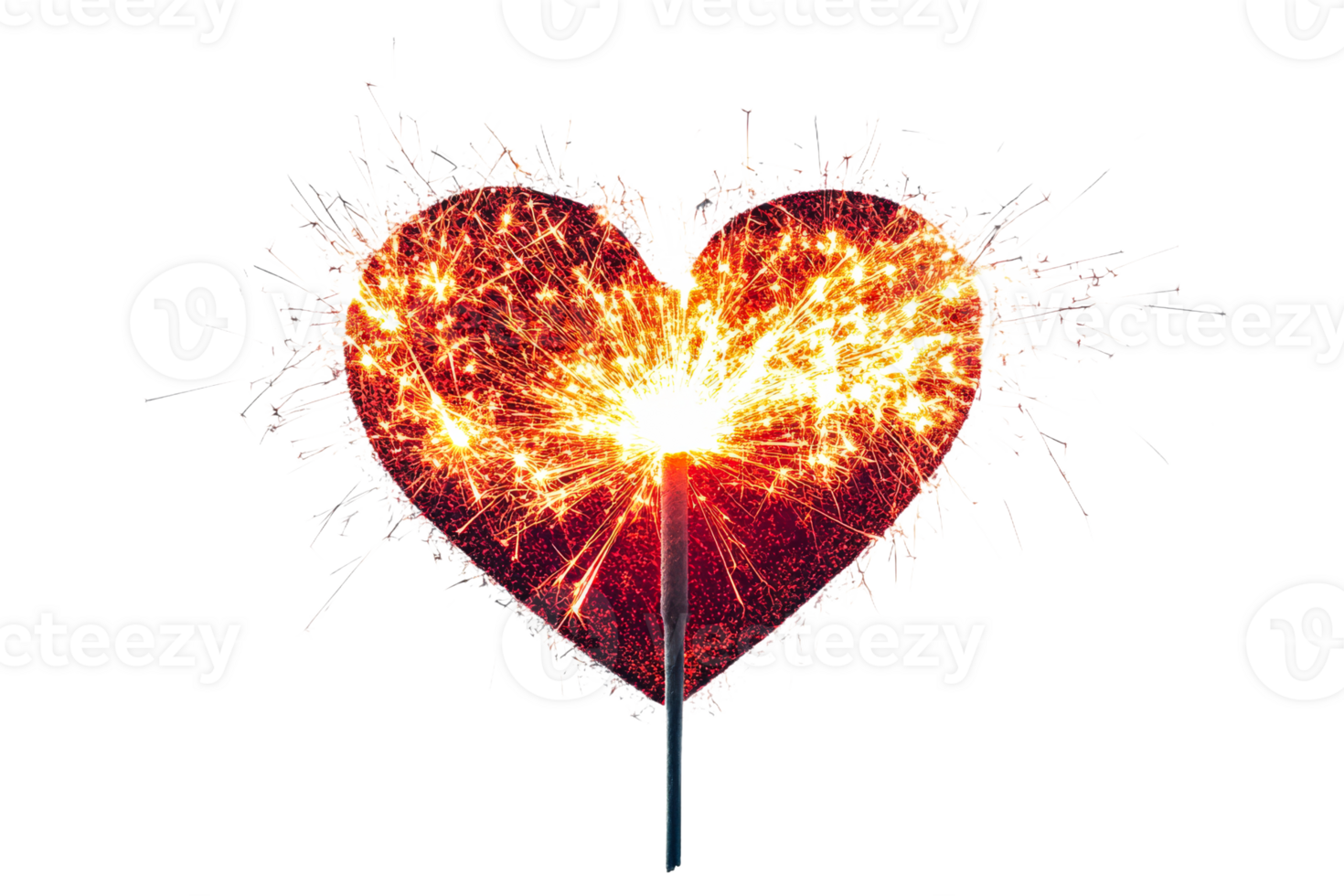 Heart shaped sparkler lights up the night sky png