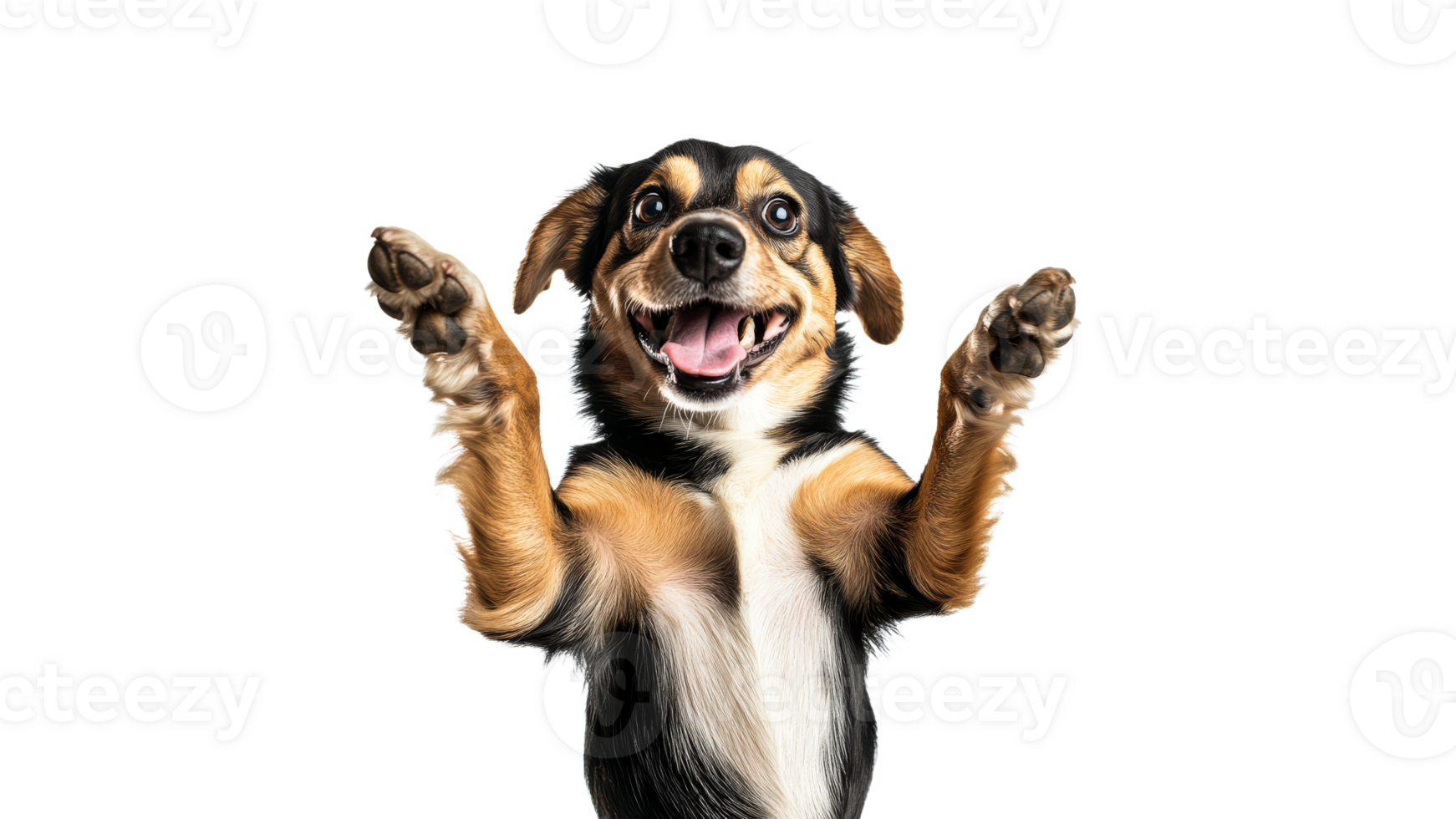 Happy dog with outstretched paws and big smile png