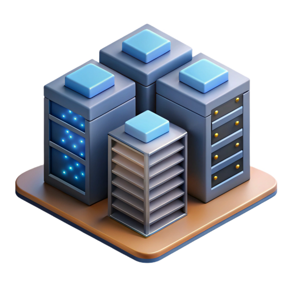 dramatic contemporary Isometric Data Center with Servers Cutout exclusive png