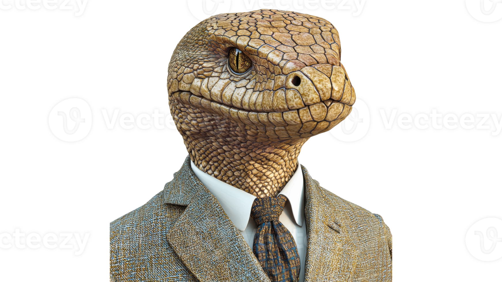 Lizard humanoid character in a formal suit png