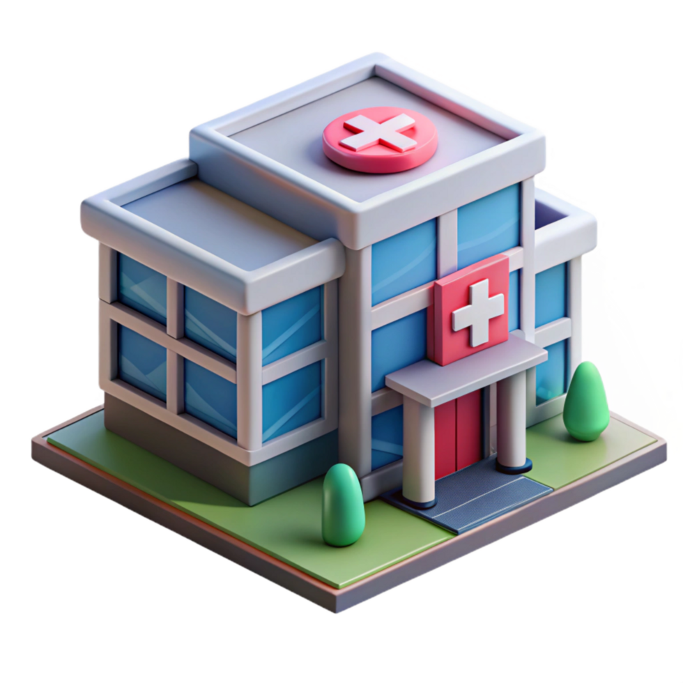 serene modern Isometric Hospital Building Cutout genuine png