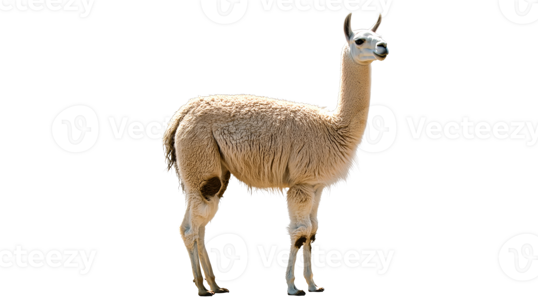 Unique llama standing in a natural pose outdoors png