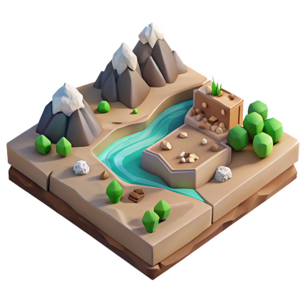 stunning rustic Isometric Projection of Virtual Cityscape Isolated detailed png