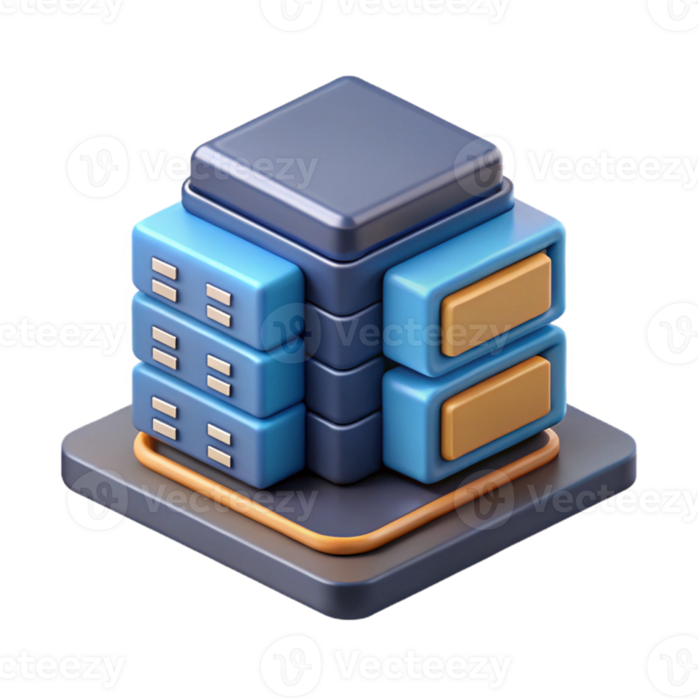 elegant classic Isometric Server Farm Cutout Transparent Background detailed png