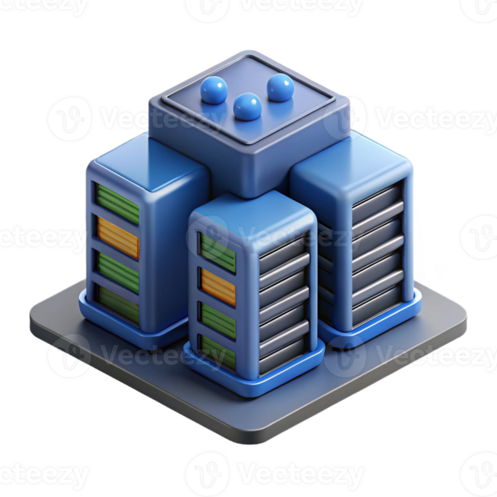 stunning minimalist Isometric Server Farm Cutout Transparent Background png