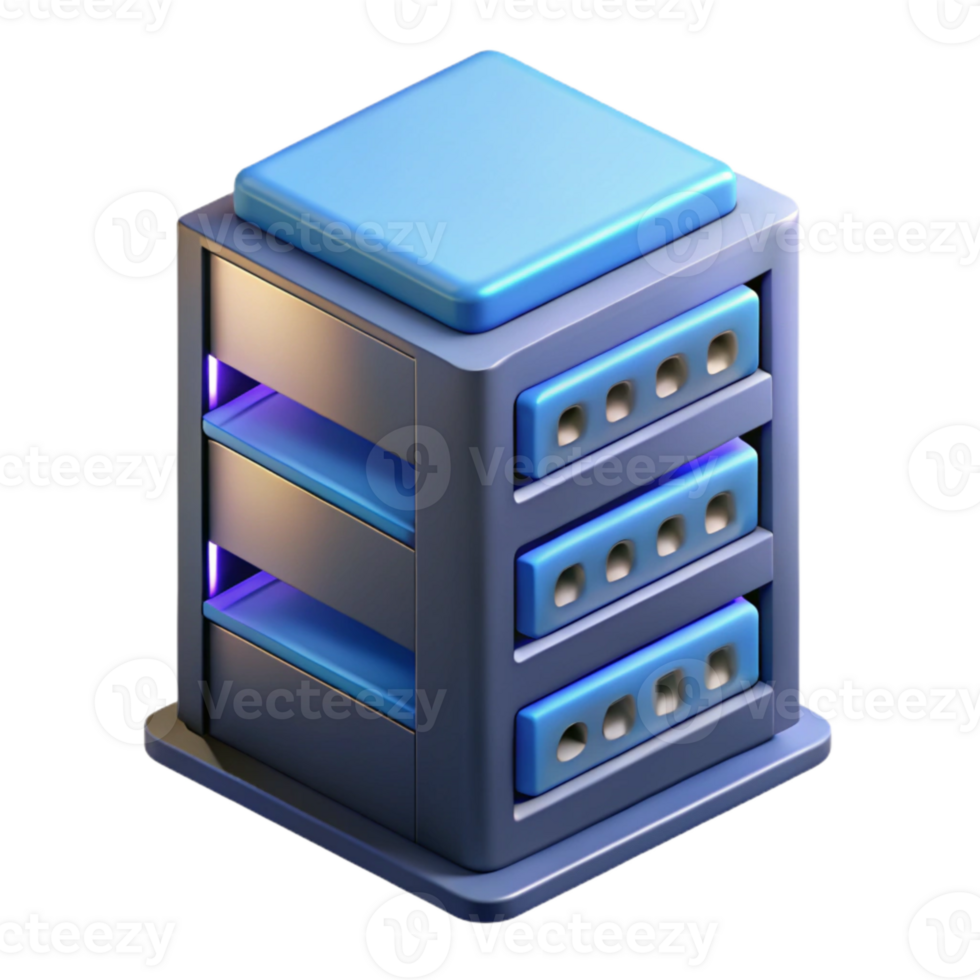 serene modern Isometric Server Rack Transparent Background high resolution png
