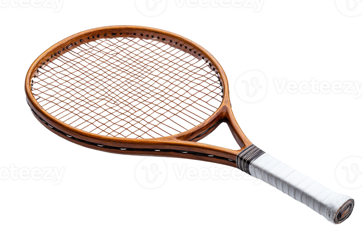 Classic wooden tennis racket resting on a surface png