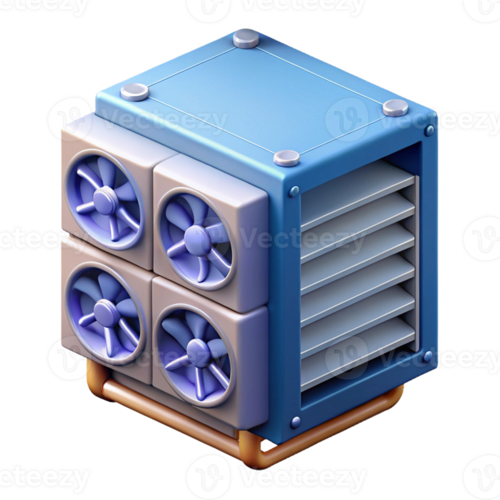 vibrant modern Isometric Server Rack with Cooling Fans Isolated Element high resolution png