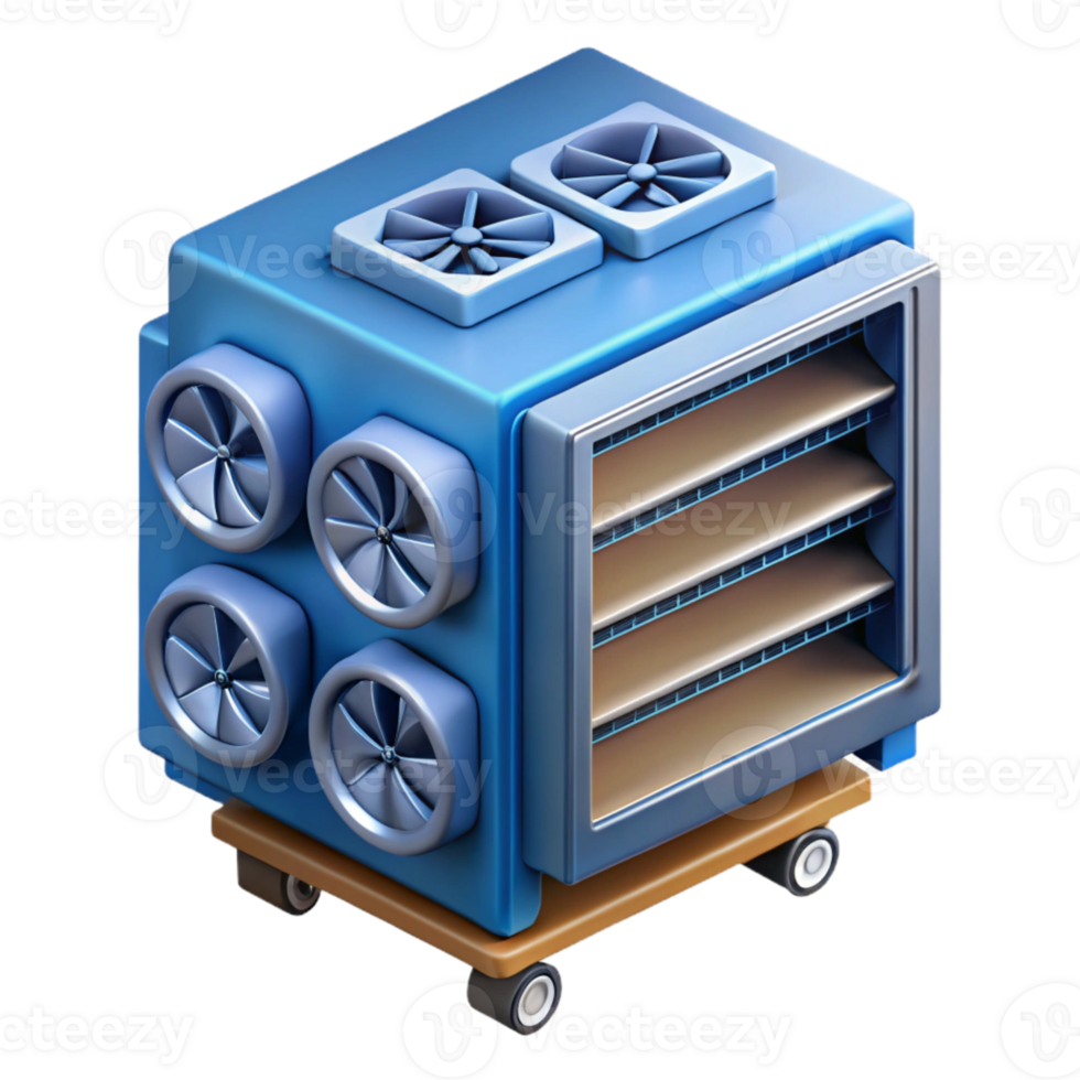 beautiful contemporary Isometric Server Rack with Cooling Fans Isolated Element png