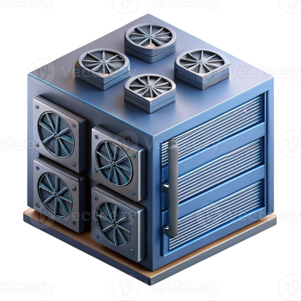 stunning creative Isometric Server Rack with Cooling Fans Isolated Element high quality png