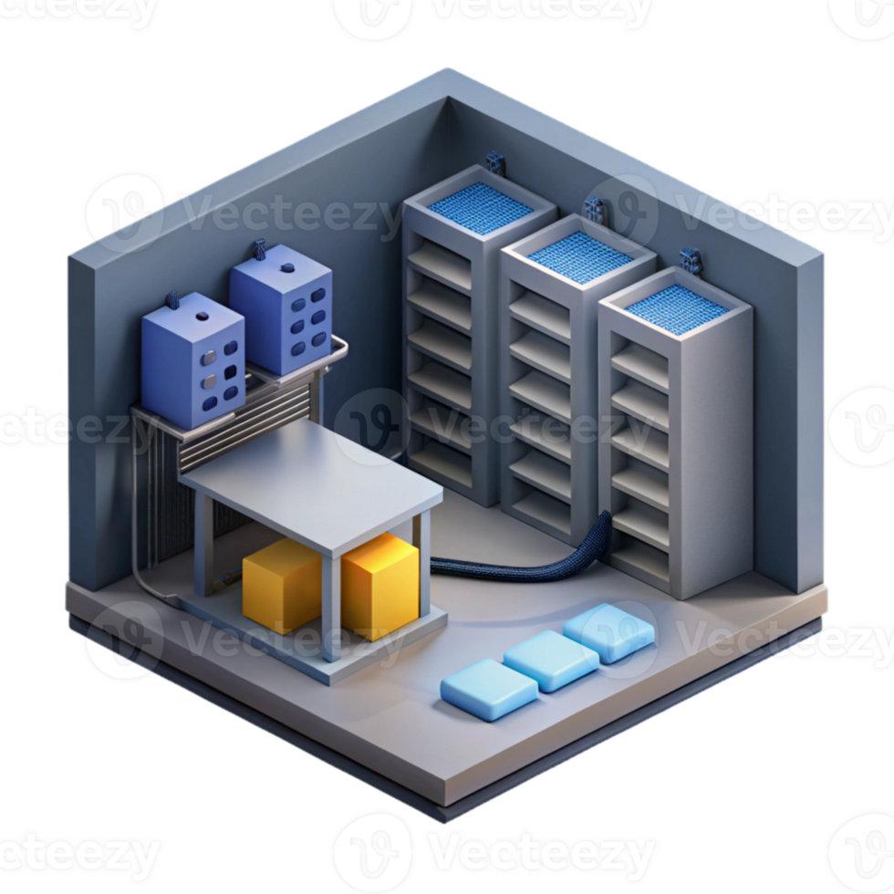elegant creative Isometric Server Room with Cables Cutout authentic png