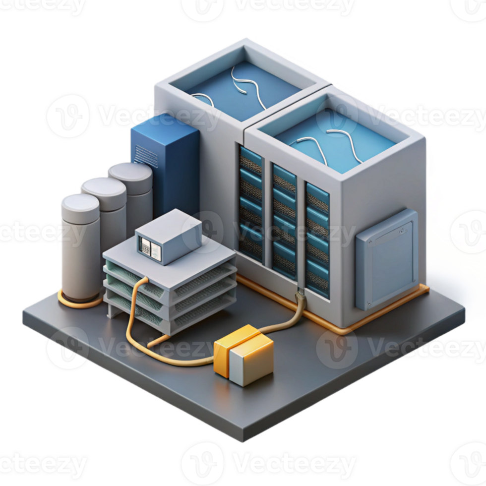 serene rustic Isometric Server Room with Cables Cutout exclusive png