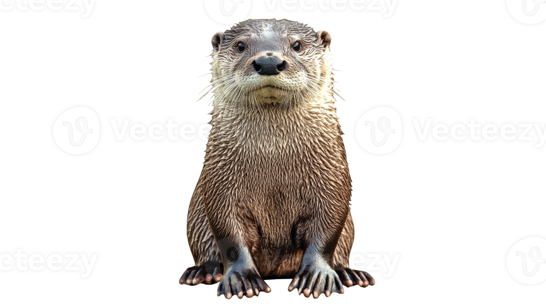 Wild otter sitting on its hind legs png