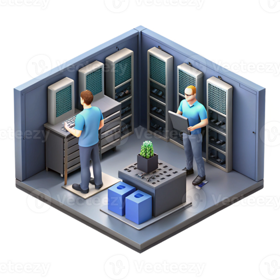 wonderful artistic Isometric Server Room with Cables Cutout authentic png