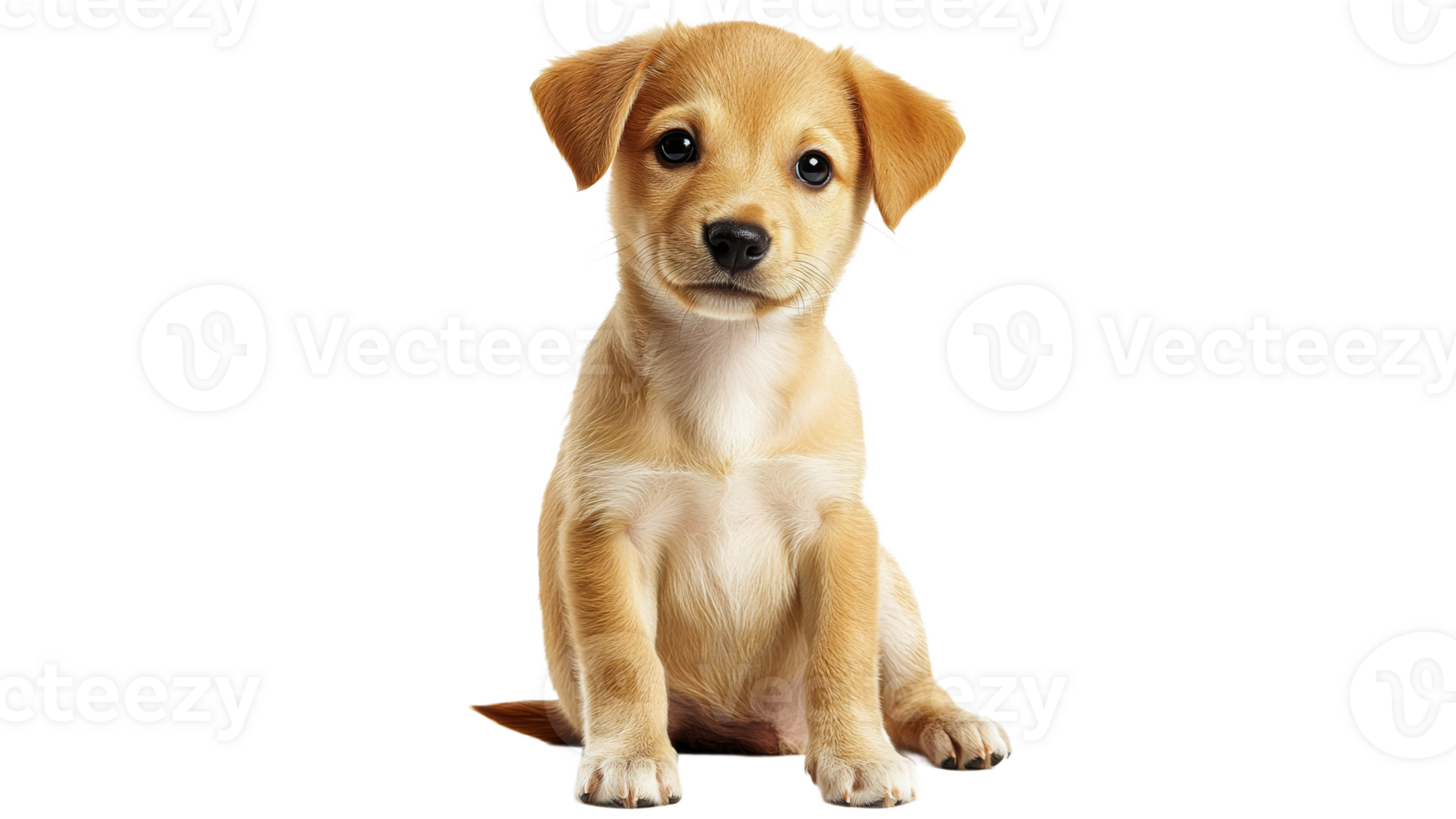 Playful puppy sitting in a bright setting png