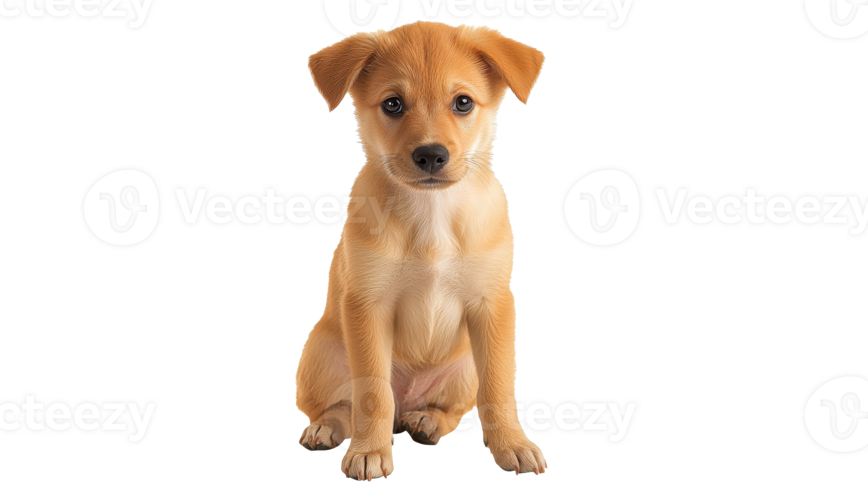 Cute puppy sitting with a curious expression transparent png