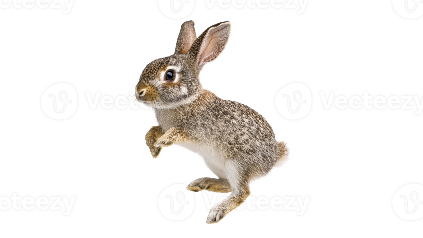 Cute rabbit hopping in a playful pose png