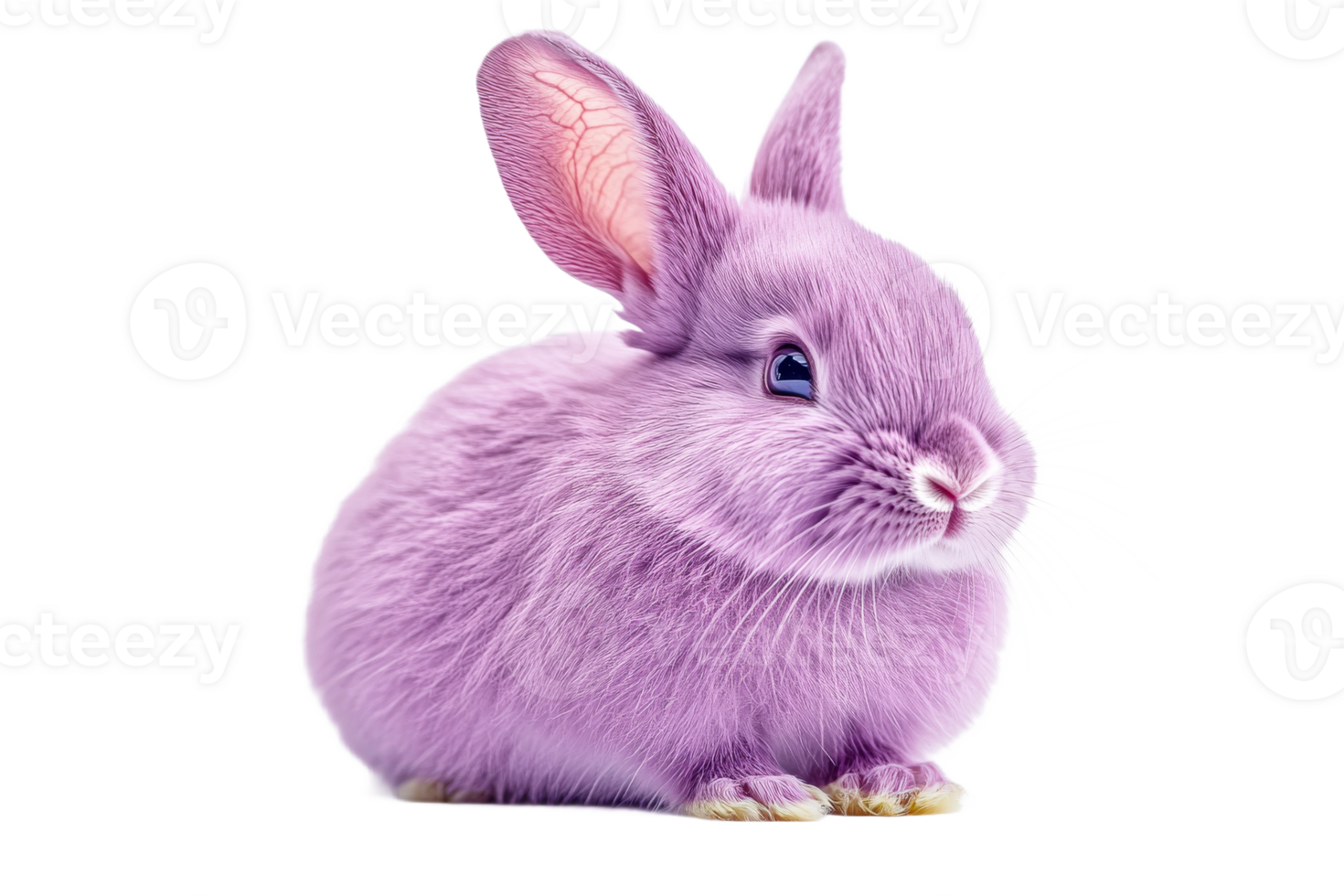 Cute purple rabbit sitting on a transparent background png