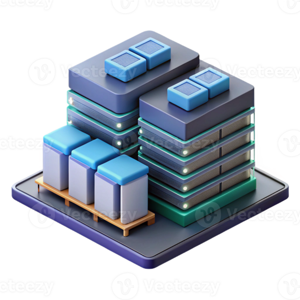 elegant minimalist Isometric Virtual Data Center with Servers and Racks Isolated exclusive png