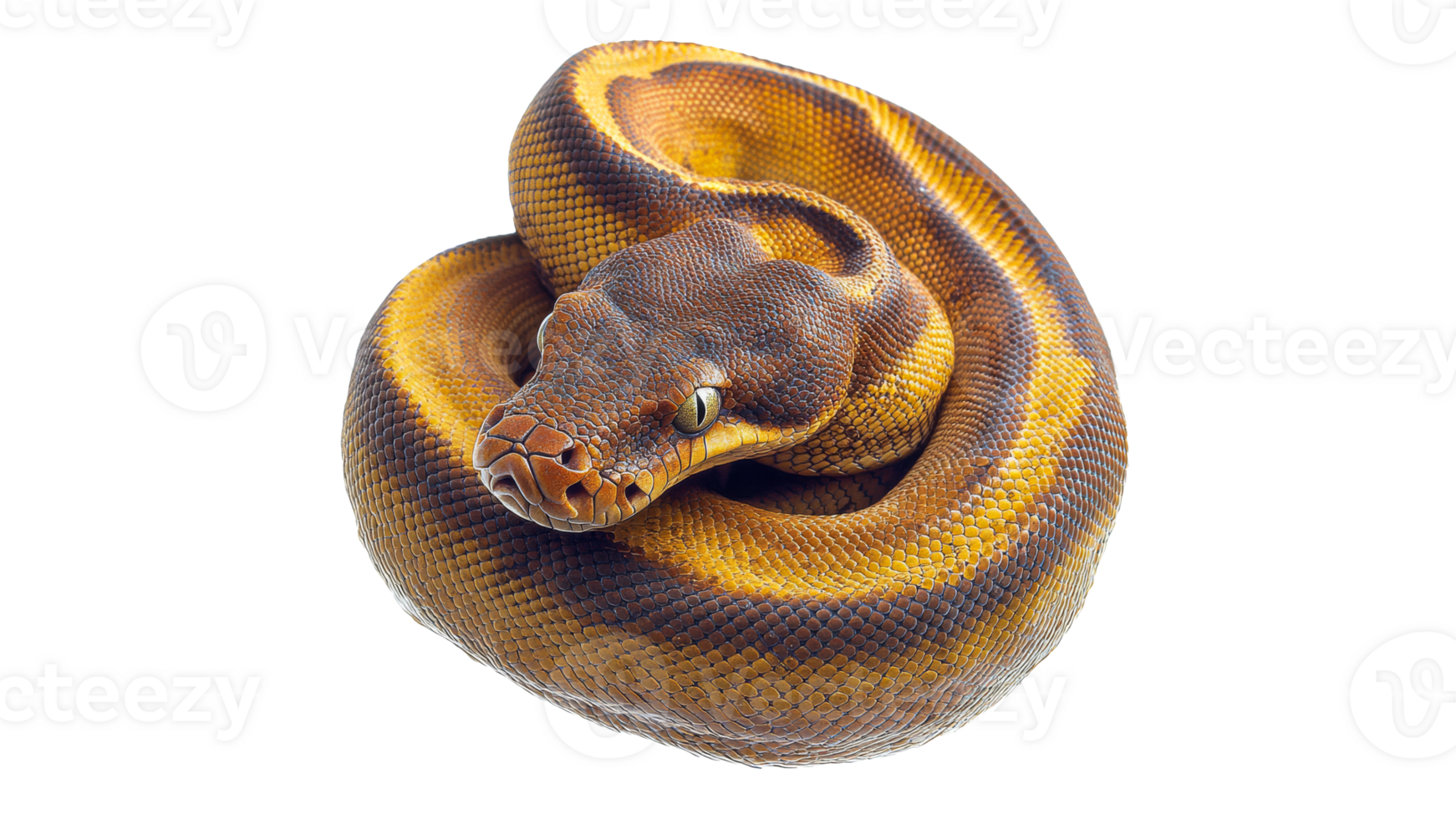 Python snake curled up in relaxed position png