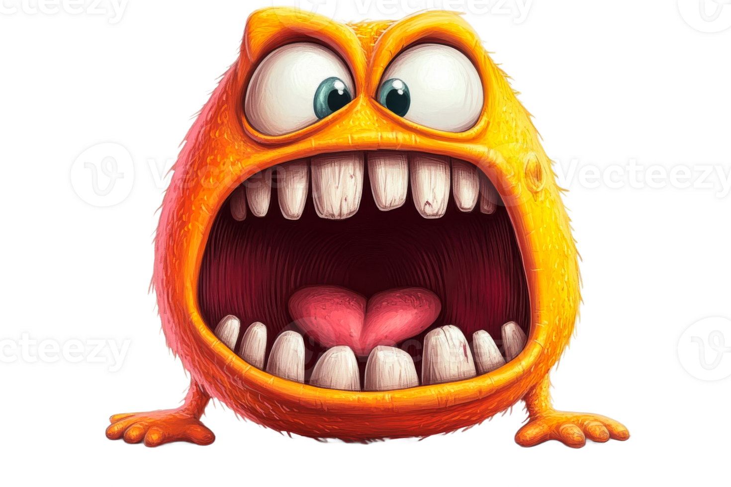 Vibrant monster with a big mouth and eyes png