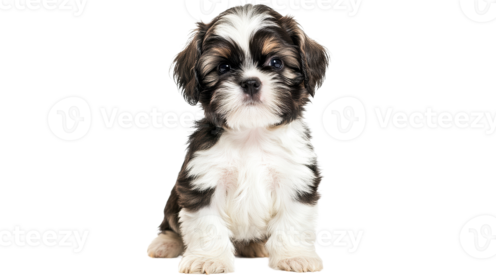 Cute puppy with fluffy fur posing for attention png