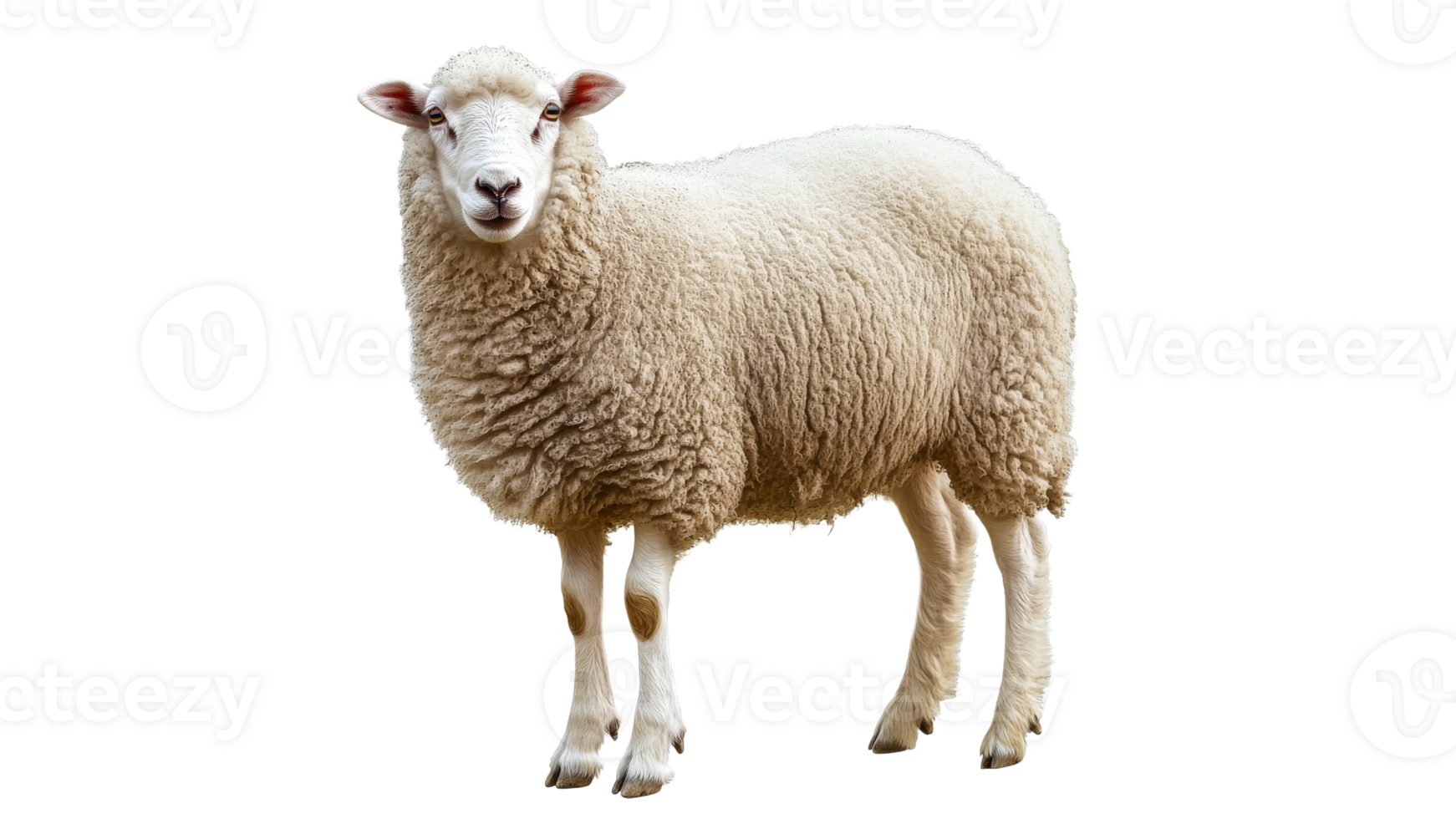 Fluffy white sheep standing in a field png