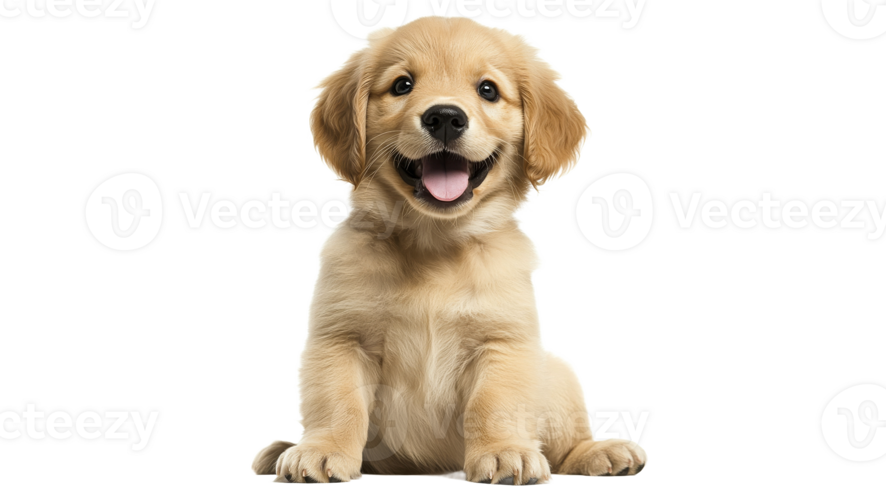 Happy golden retriever puppy sitting and smiling png