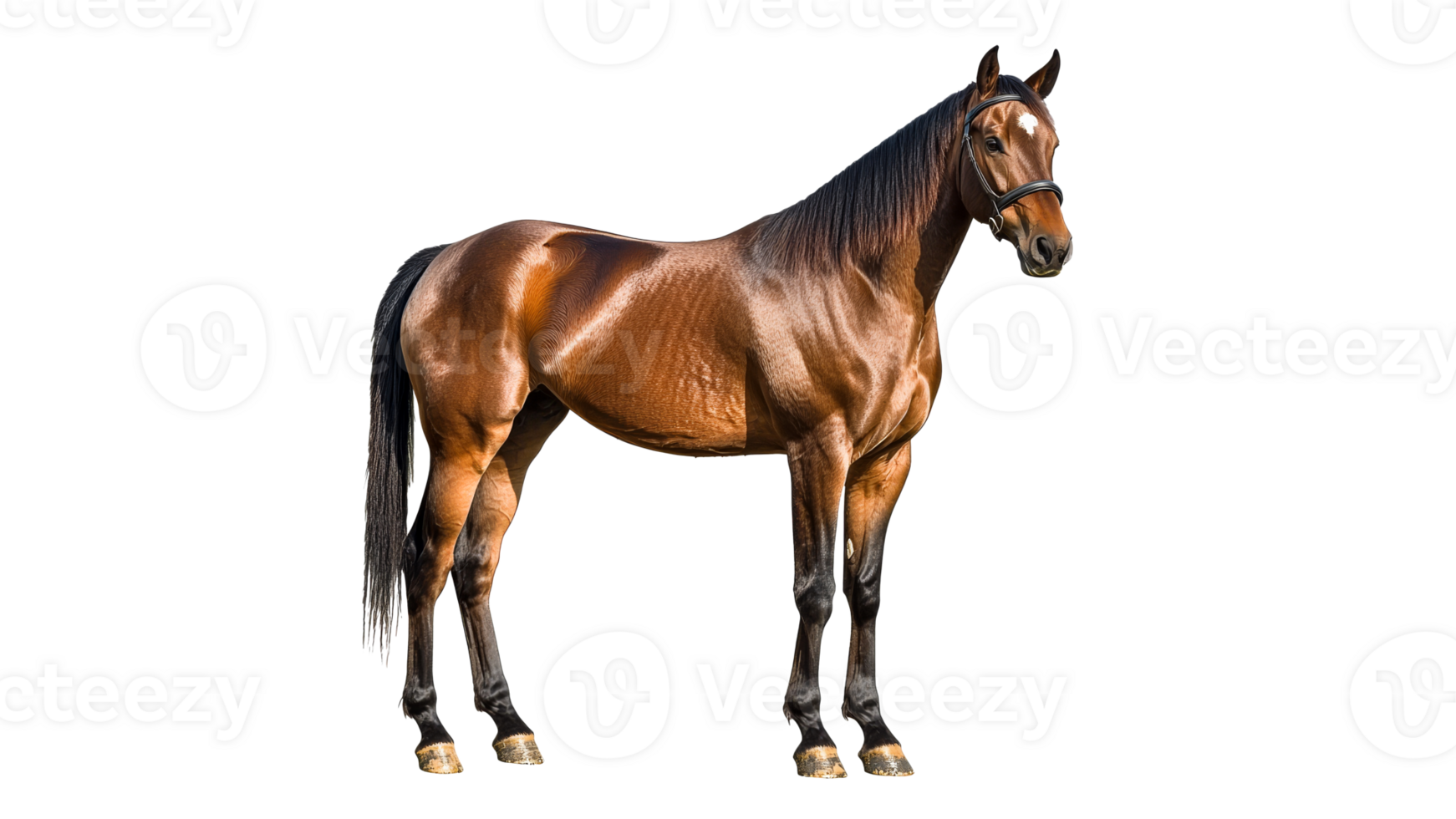 Majestic brown horse standing in studio setting png