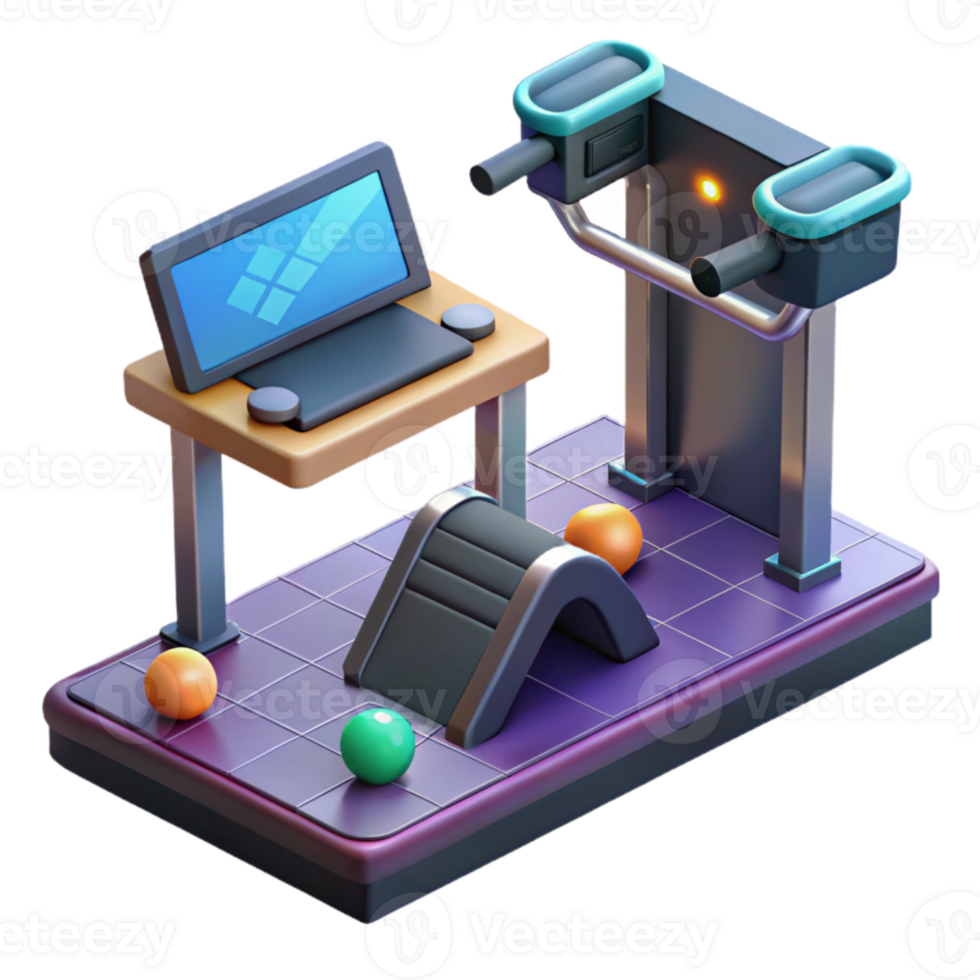 dramatic artistic Isometric Virtual Training Simulator with Controls Cutout professional png