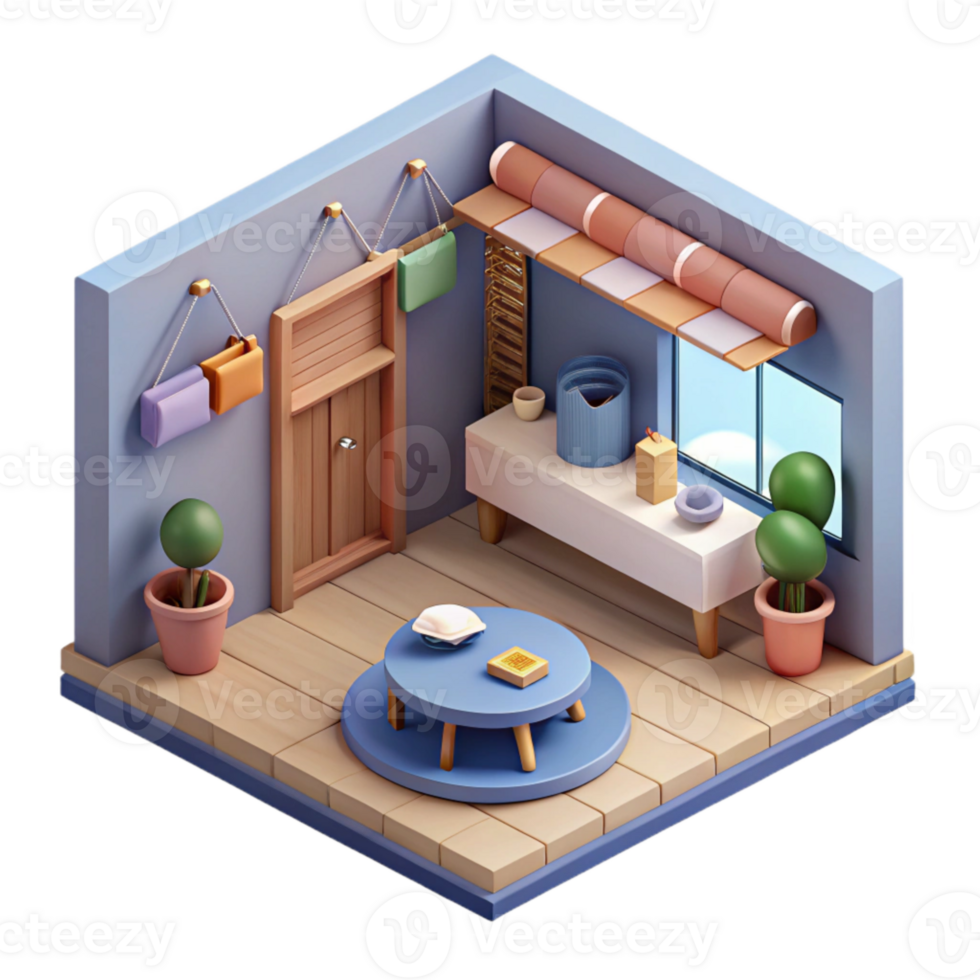 extraordinary creative Isometric Virtual Showroom with Product Displays Cutout high resolution png